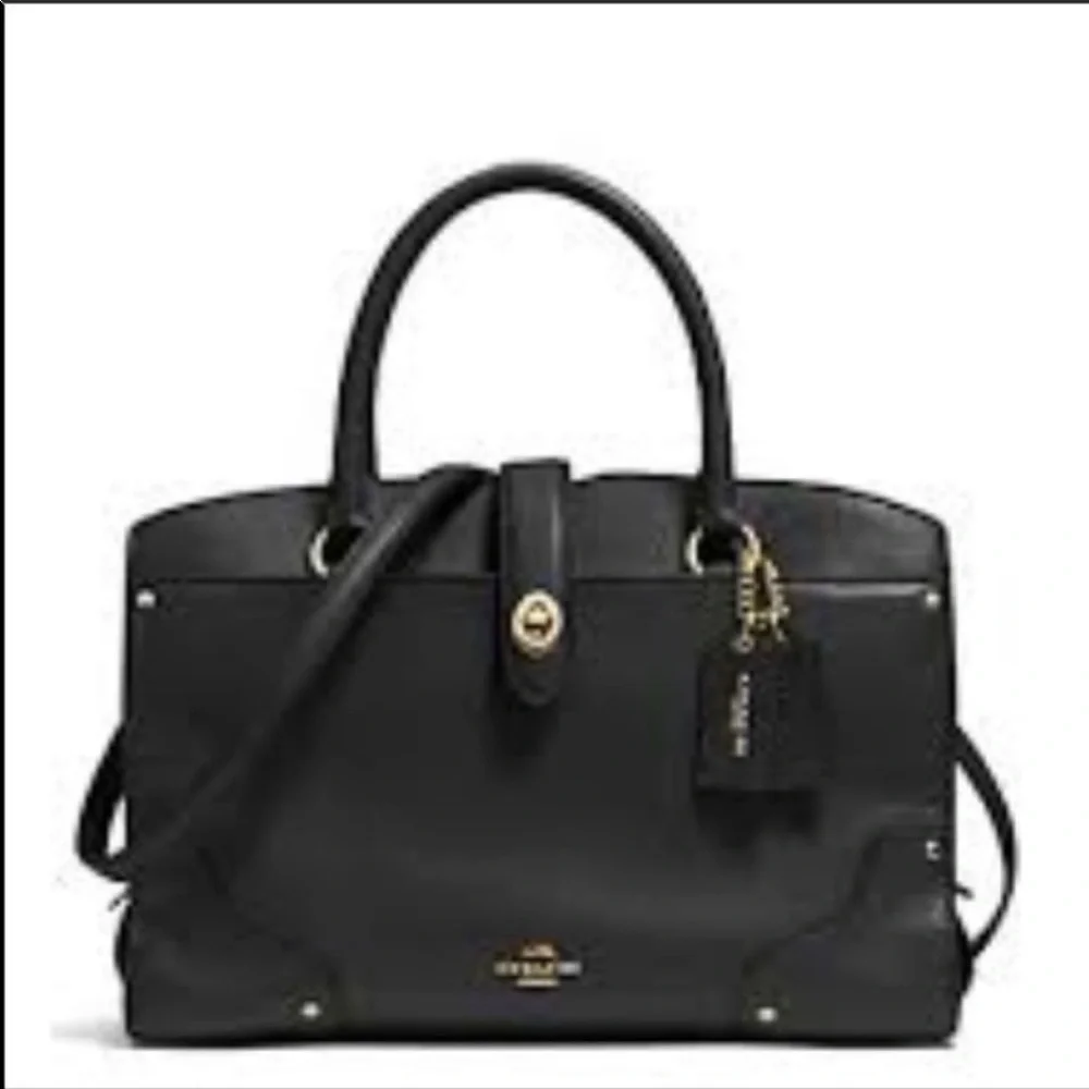 Coach flagship Mercer 30 satchel in black/ gold - Picture 2 of 8